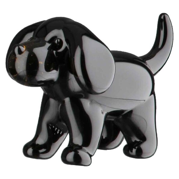 Ocala Glass Small Dog Sculpture In Black And Brown