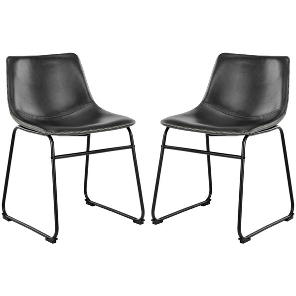 Ocala Vintage Black PU Leather Dining Chairs In Pair