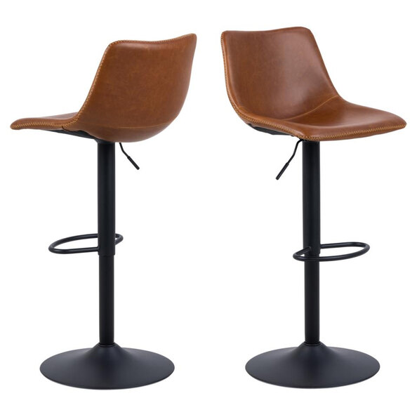 Ocala Vintage Brandy PU Leather Bar Stools In Pair