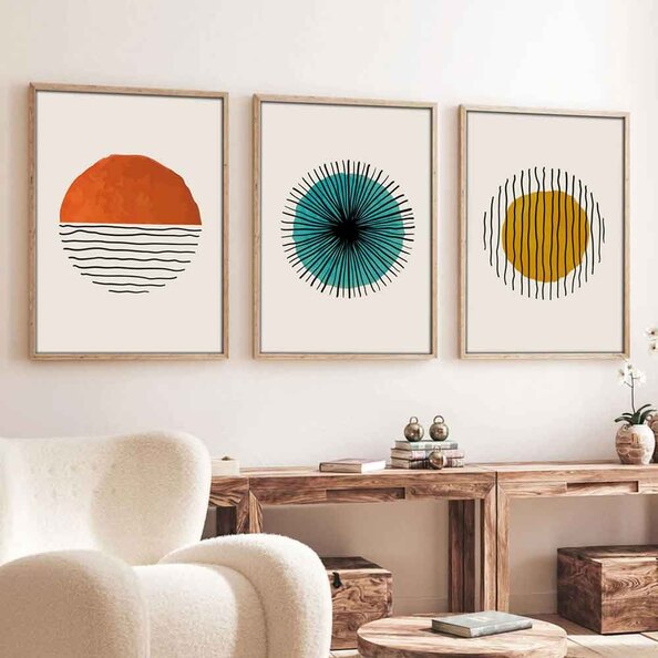 Oceanica Wooden 20x30cm Geometric Wall Art Frame Set of 3 in Multicolour