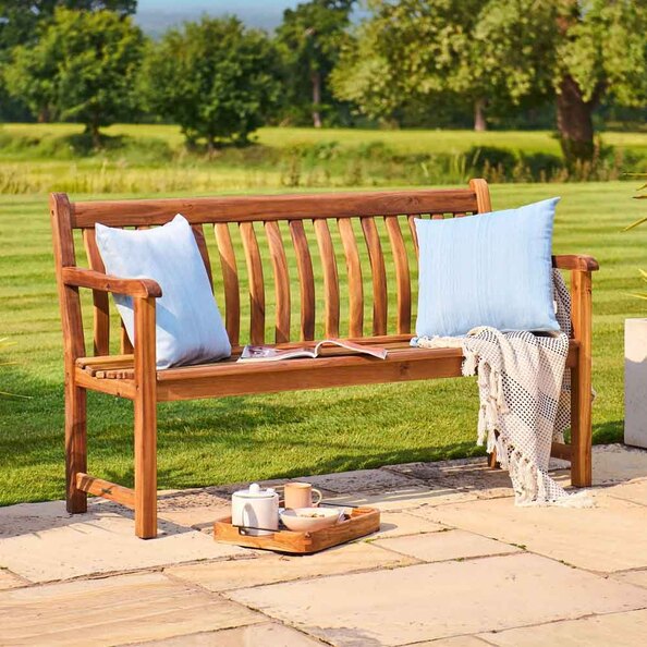 Ocevara Outdoor Wooden Seating Bench 5Ft in Golden Brown