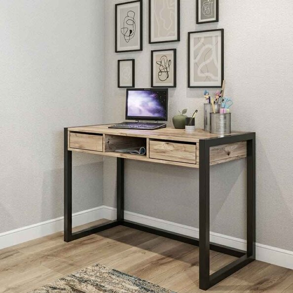 Ogene Wooden Laptop Desk in Atlantic Pine and Black