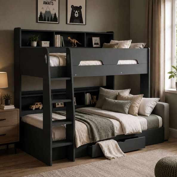 Oihane Wooden Bunk Bed in Anthracite