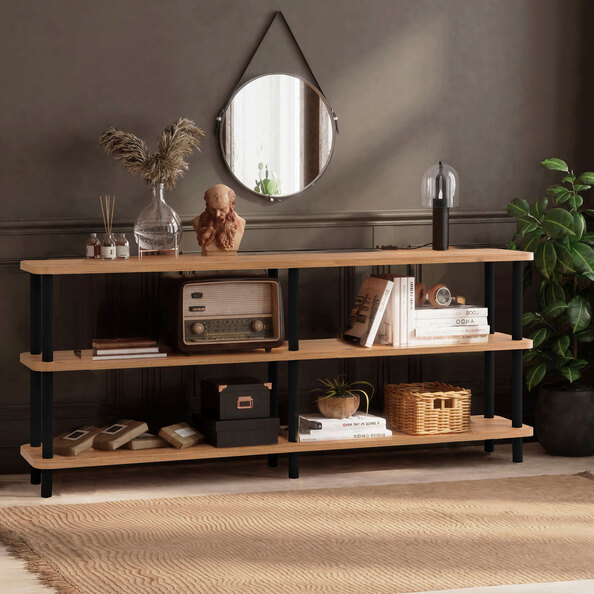Olivara Large Wooden Display Unit in Atlantic Pine and Black
