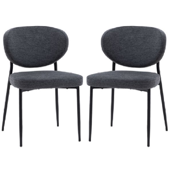 Olney Charcoal Fabric Dining Chairs With Metal Frame In Pair