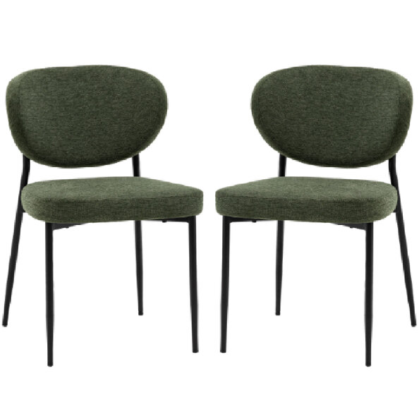 Olney Green Fabric Dining Chairs With Metal Frame In Pair