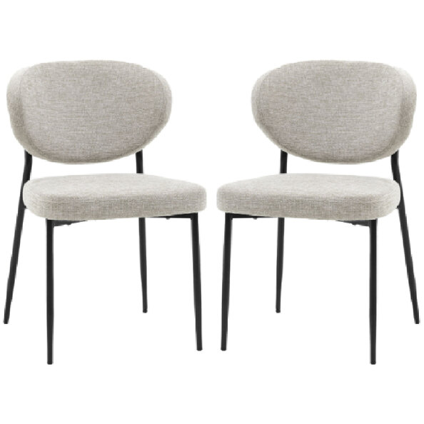 Olney Natural Fabric Dining Chairs With Metal Frame In Pair