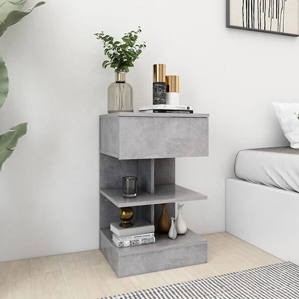 Oluina Wooden Bedside Cabinet With 1 Drawer In Concrete Effect