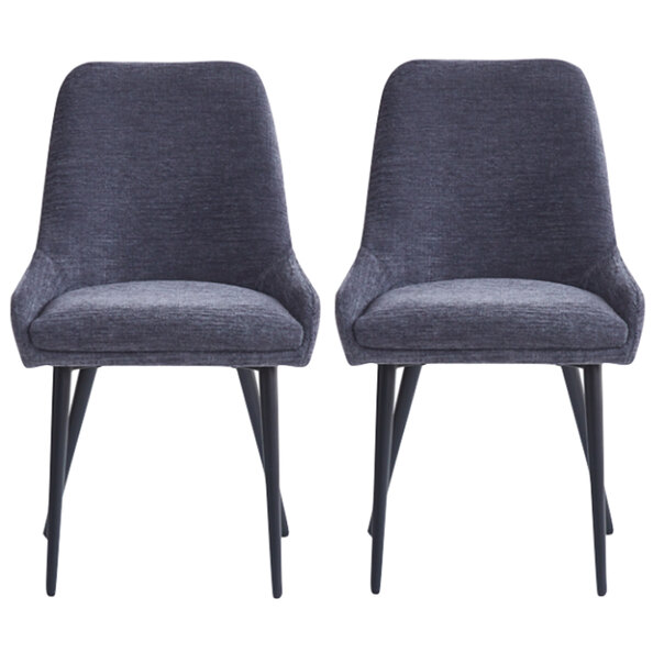 Omaha Graphite Grey Fabric Dining Chairs In Pair