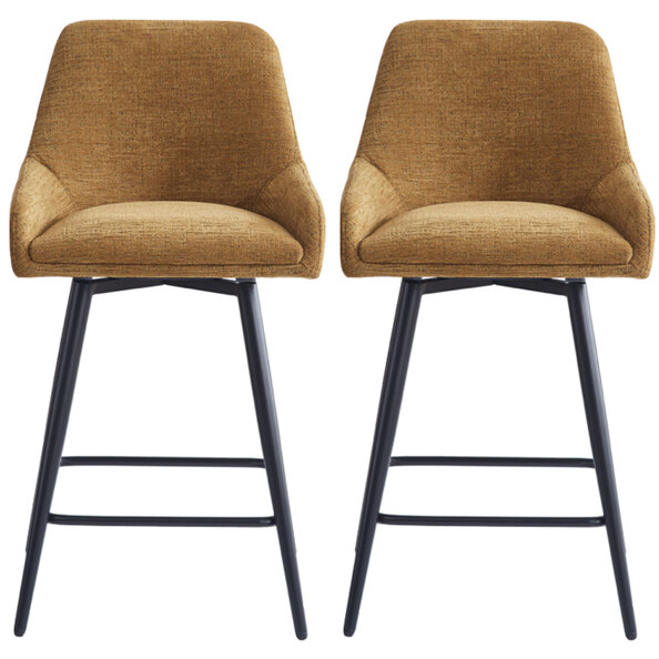Omaha Mustard Fabric Bar Chairs In Pair