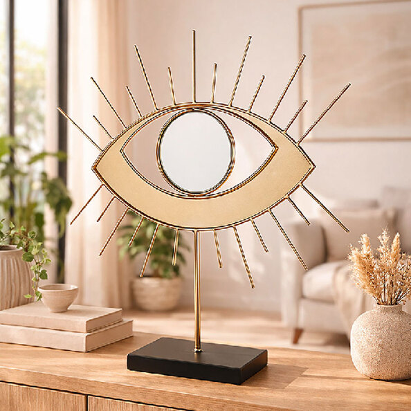 Omrano Metal Decorative Eye Sculpture in Gold and Black