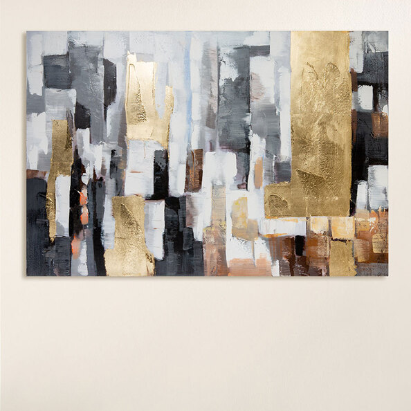 Omvara Canvas Abstract Gold Foil Wall Art in Multicolour