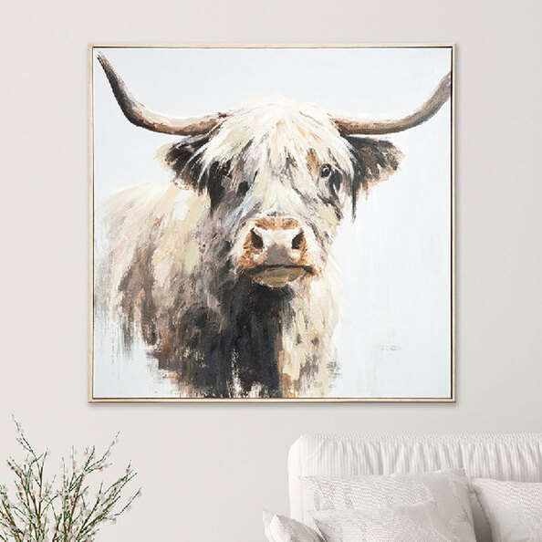 Omvara Canvas Highland Cow Wall Art in Multicolour
