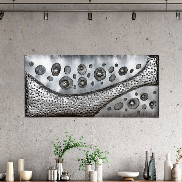 Omvara Metal Raised Dot Details Wall Art in Silver