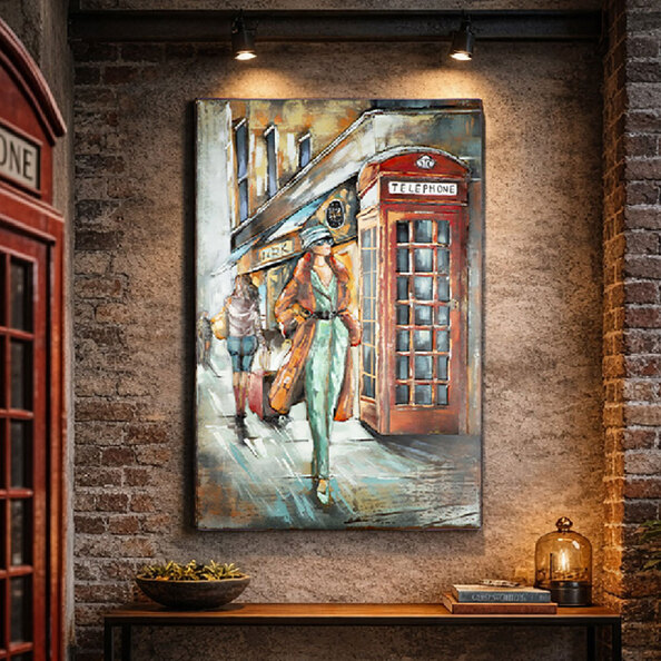 Omvara Metal Women Wall Art in Grey and Red