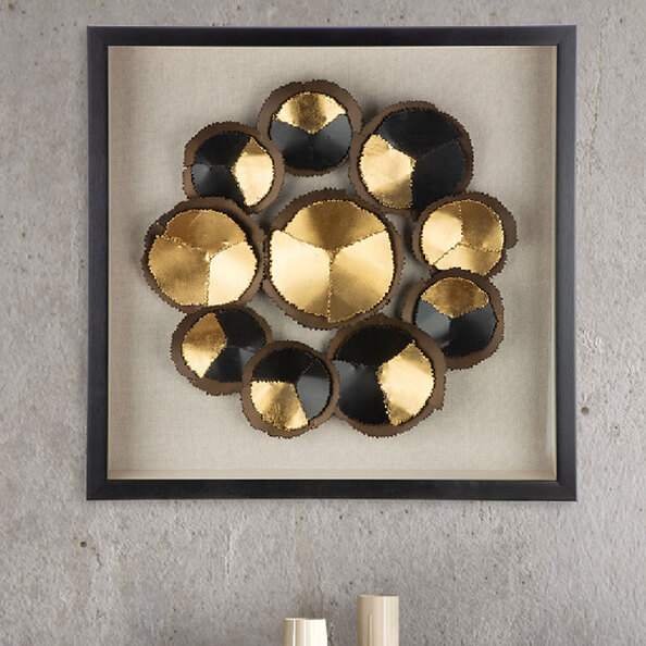 Omvara Plastic Geometric Wall Art in Black and Gold