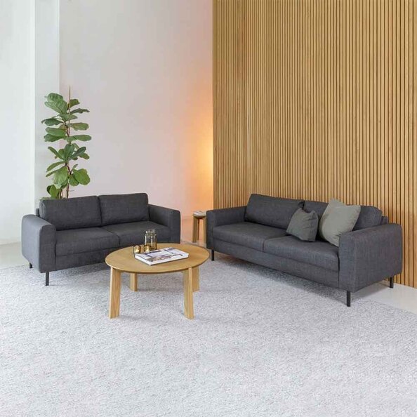 Onalaska Fabric 2+3 Seater Sofa Set In Basel Dark Grey