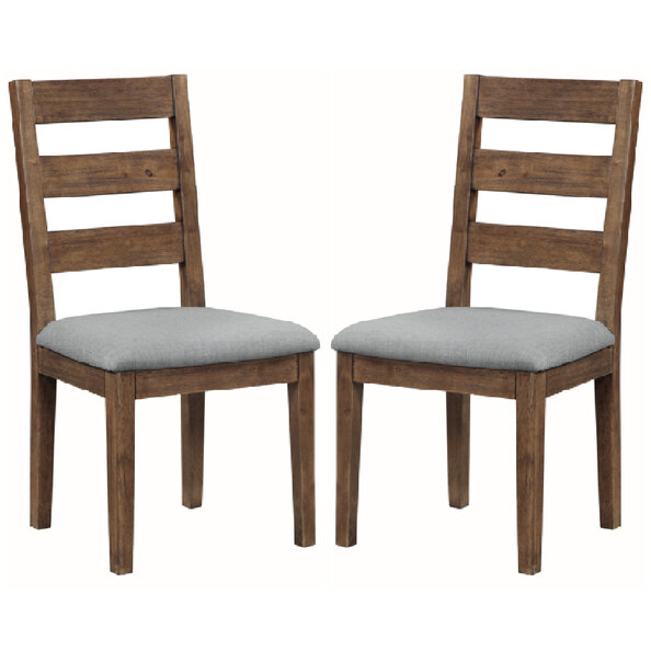 Ontario Dark Oak Wooden Dining Chairs With Fabric Seat In Pair