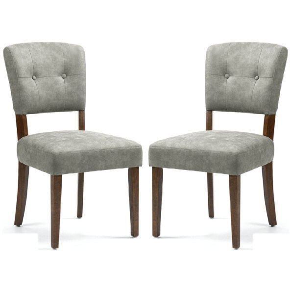 Ontario Grey Bison Fabric Dining Chairs In Pair