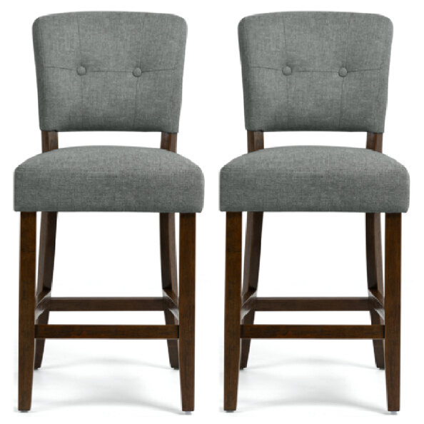 Ontario Grey Fabric Bar Chairs In Pair
