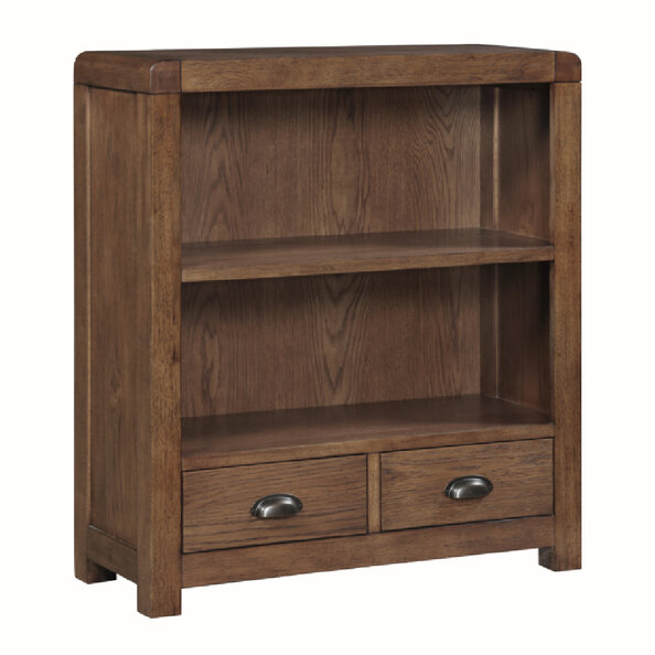 Ontario Wooden Bookcase With 2 Shelves In Dark Oak