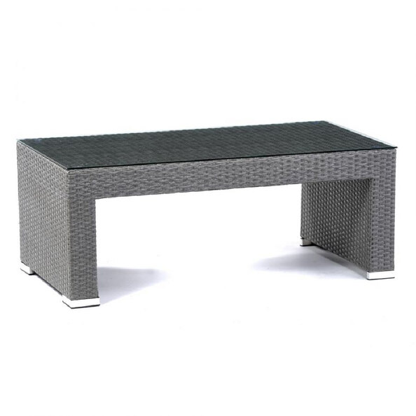 Onyx Glass Top Coffee Table With Rattan Base