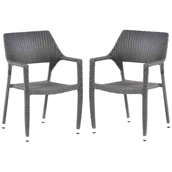 Onyx Grey Outdoor Rattan Armchair In Pair