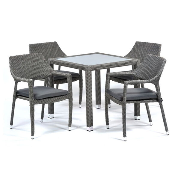 Onyx Rattan Square Dining Table With 4 Chairs In Grey Weave