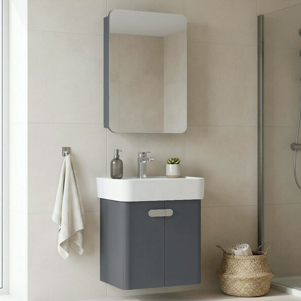 Orbit Wooden Wall Mounted Bathroom Furniture Set in Anthracite