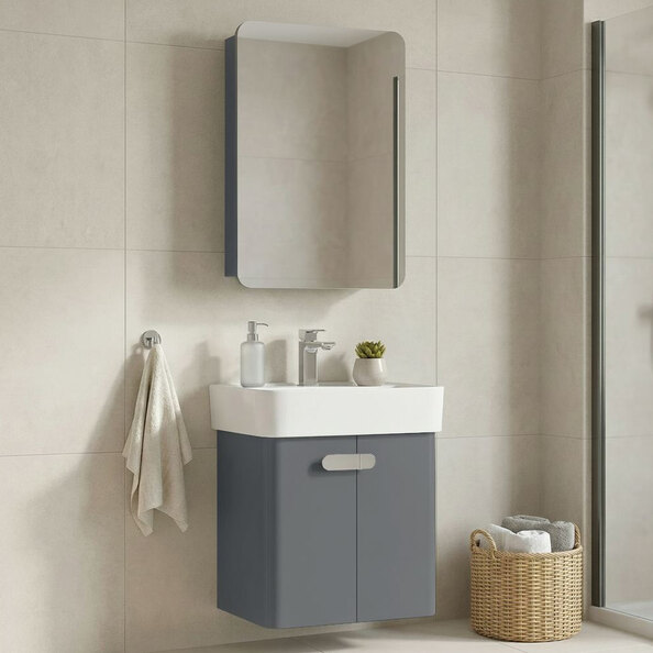 Orbit Wooden Wall Mounted Bathroom Furniture Set in Grey