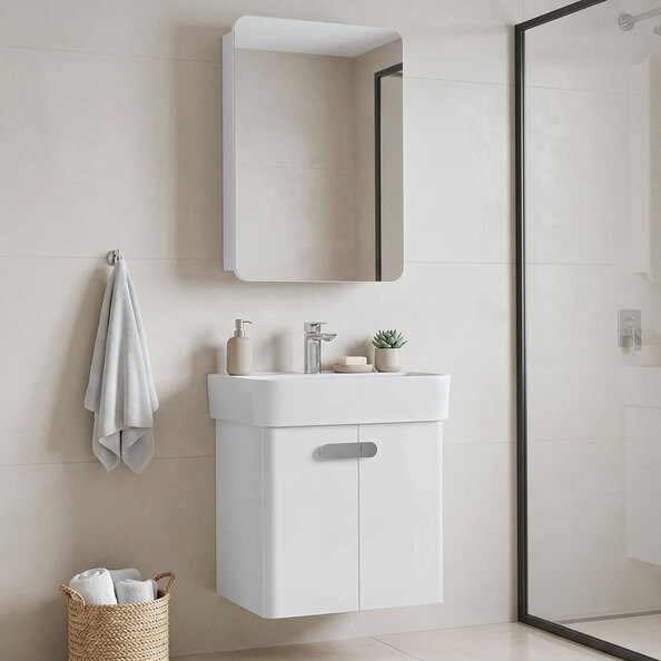 Orbit Wooden Wall Mounted Bathroom Furniture Set in White