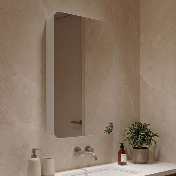 Orbit Wooden Wall Mounted Bathroom Mirror Cabinet in White