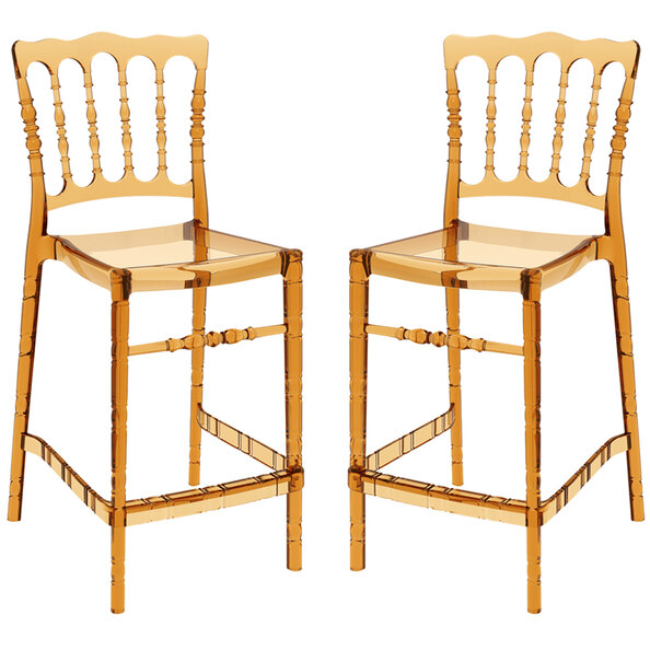 Oregon Amber Transparent Polycarbonate Bistro Chairs In Pair