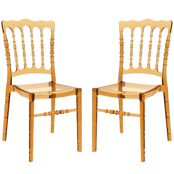 Oregon Amber Transparent Polycarbonate Side Chairs In Pair