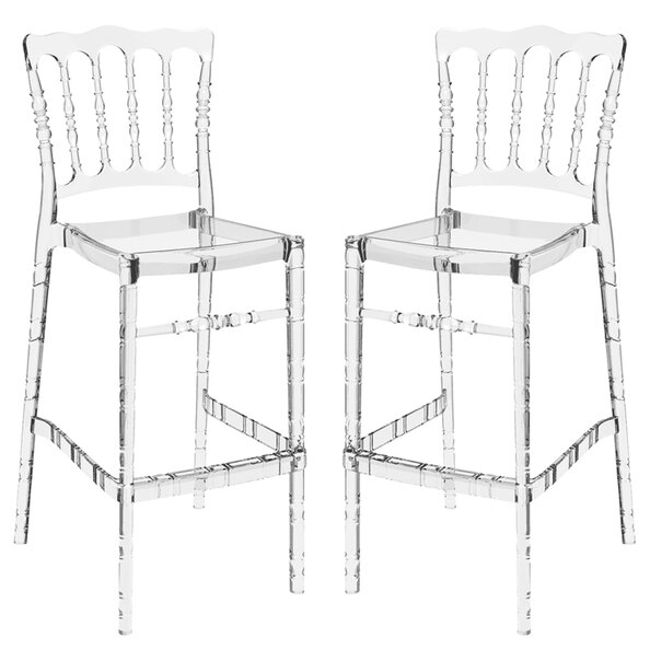 Oregon Clear Transparent Polycarbonate Bar Stools In Pair