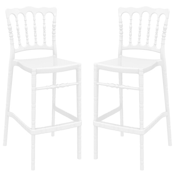 Oregon Glossy White Polycarbonate Bar Stools In Pair