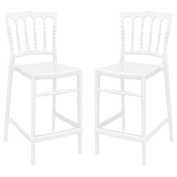 Oregon Glossy White Polycarbonate Bistro Chairs In Pair