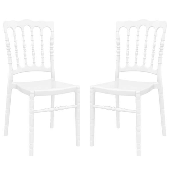 Oregon Glossy White Polycarbonate Side Chairs In Pair