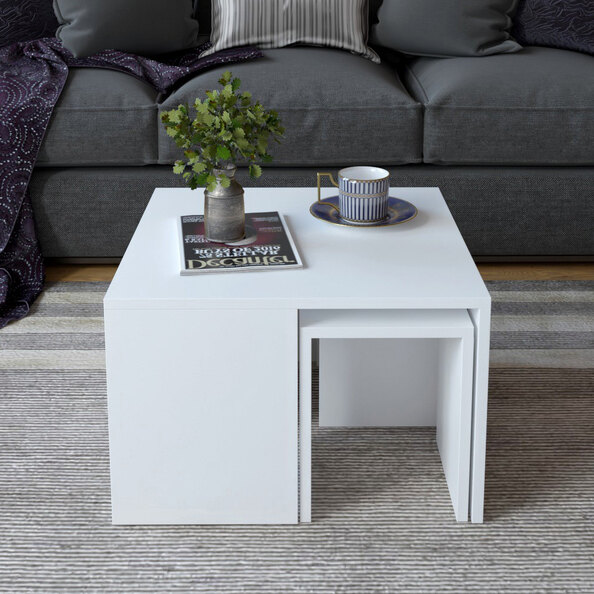Oriana Wooden Nest Of 5 Coffee Table in White