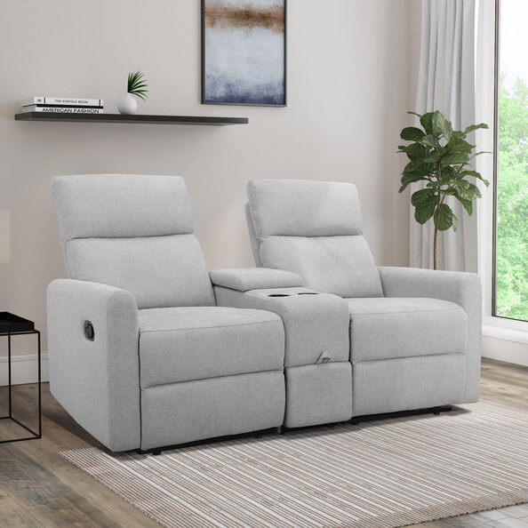 Ormino Fabric Double Recliner Chair in Light Grey
