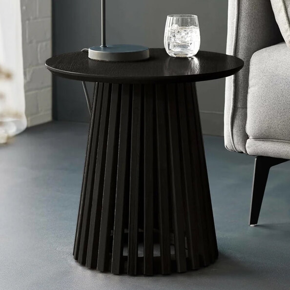 Orono Wooden Round Lamp Table - Black