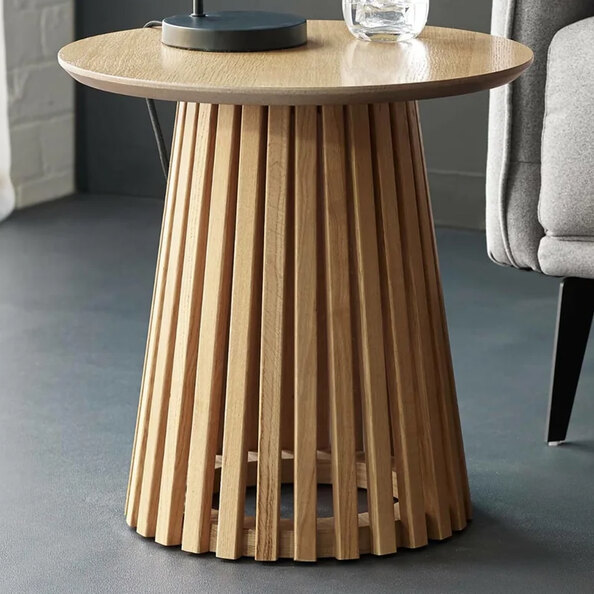 Orono Wooden Round Lamp Table - Light Brown