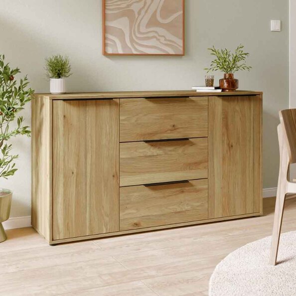 Orwyn Wooden Sideboard with 2 Doors 3 Drawers in Mauvella Oak