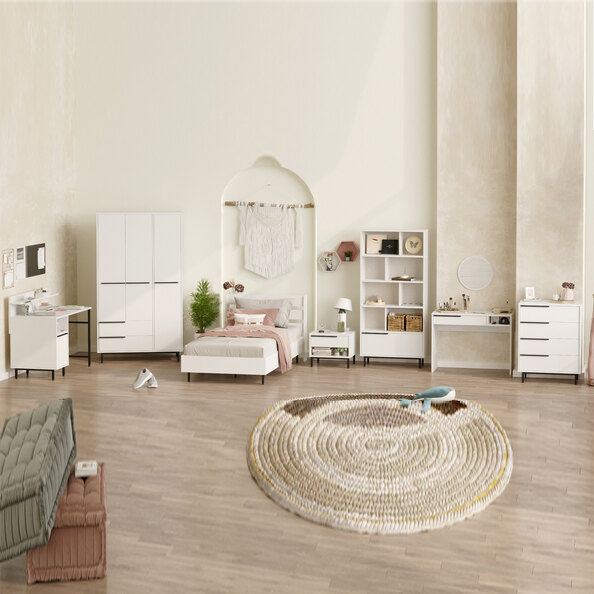 Orylan Wooden Childrens Bedroom Furniture Set in White