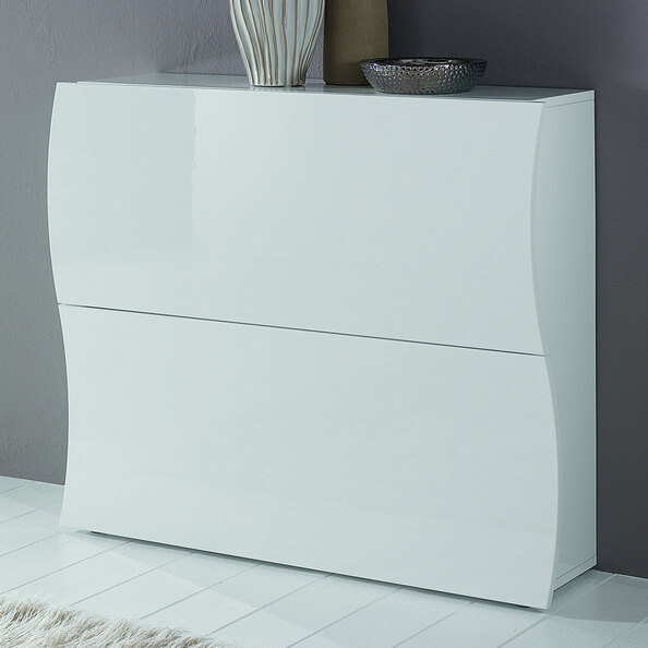 Ice High Shoe Storage Cabinet With 2 Flap Doors In White