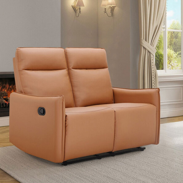Otharo PU Leather 2 Seater Sofa in Cognac Brown