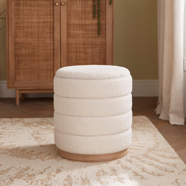 Ovario Fabric Storage Stool in Cream