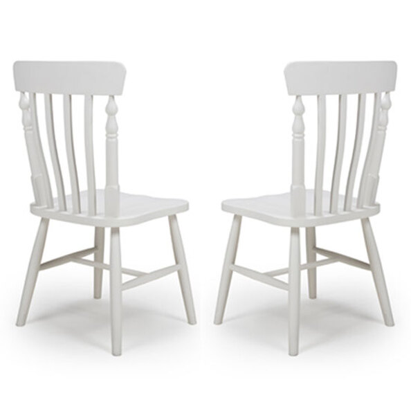 Oxford Wooden White Slat Back Dining Chairs In A Pair