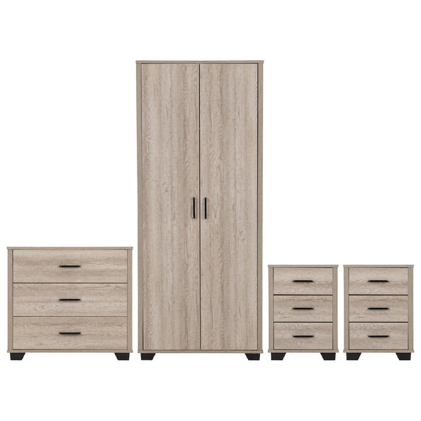 Oxnard Wooden Bedroom Furniture Set With 2 Doors In Light Oak