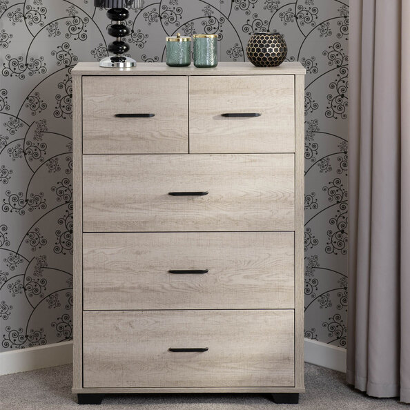 Oxnard Wooden Chest Of 5 Drawers in Light Oak